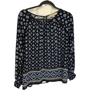 LOFT Women’s Small Shirt blue Tunic Blouse boho style